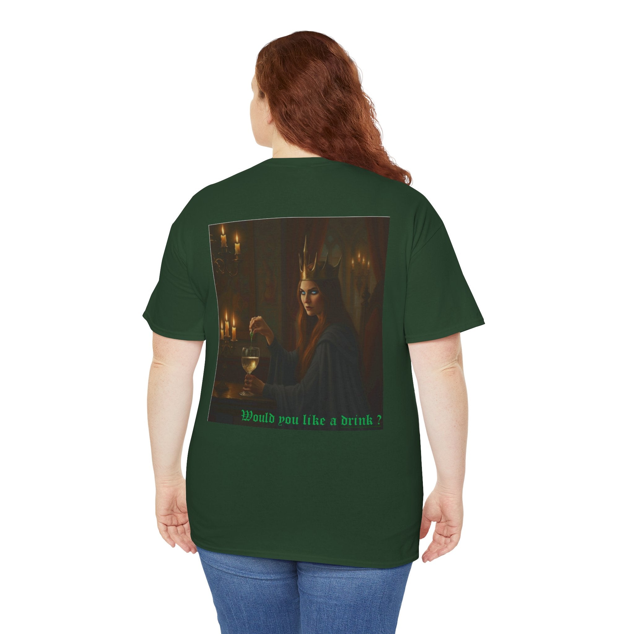 Cunning Black Queen Tee — "Would you like a drink?" Gothic Candlelit Shirt