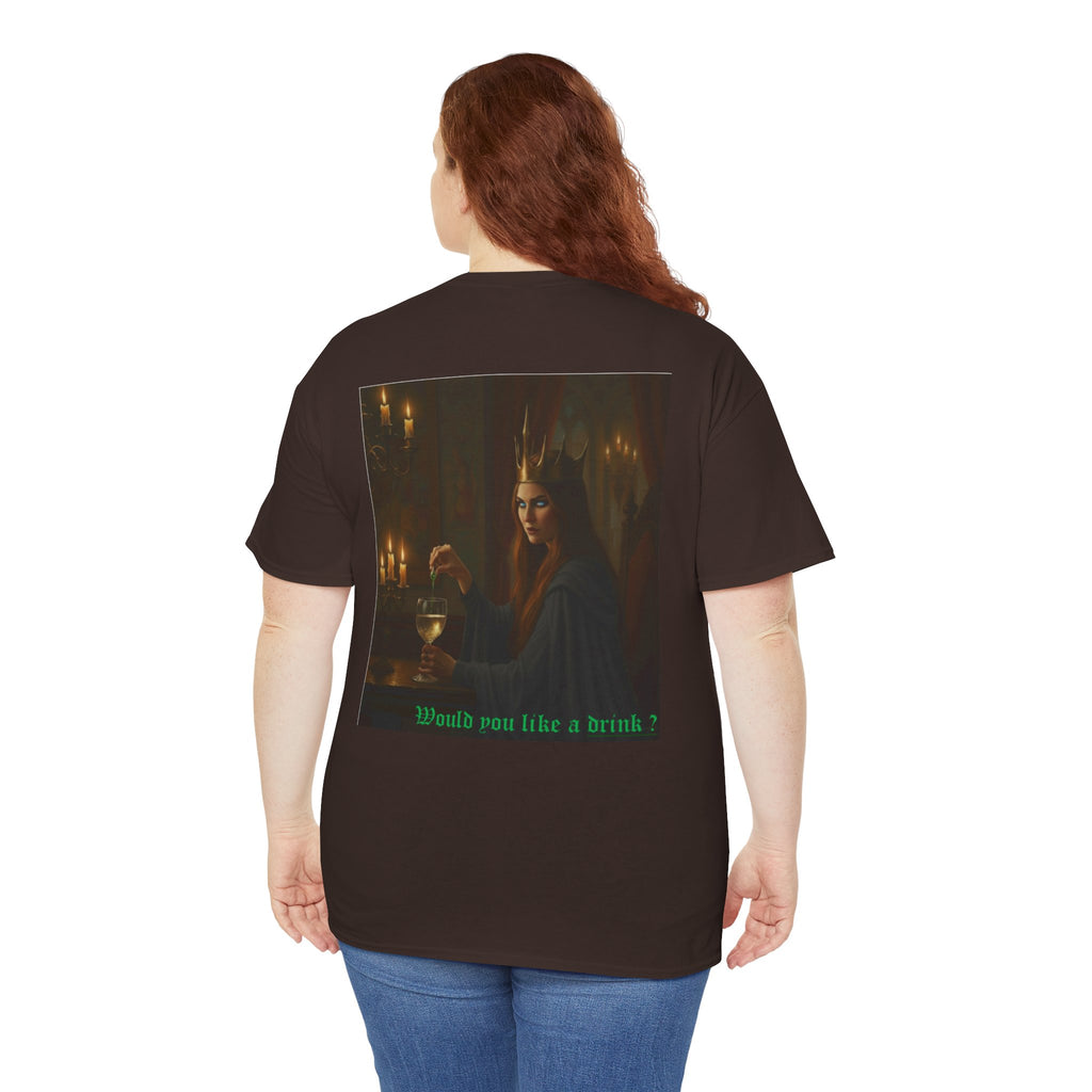 Cunning Black Queen Tee — "Would you like a drink?" Gothic Candlelit Shirt