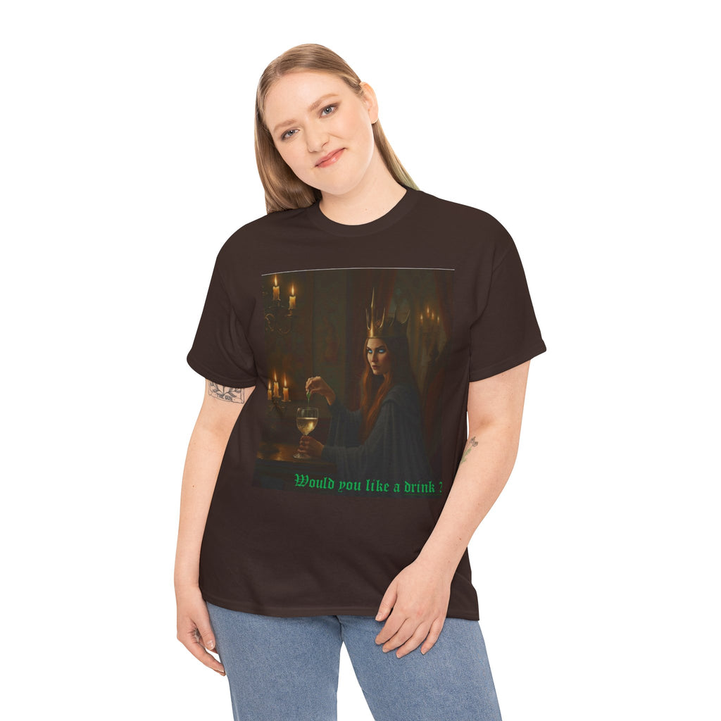Cunning Black Queen Tee — "Would you like a drink?" Gothic Candlelit Shirt