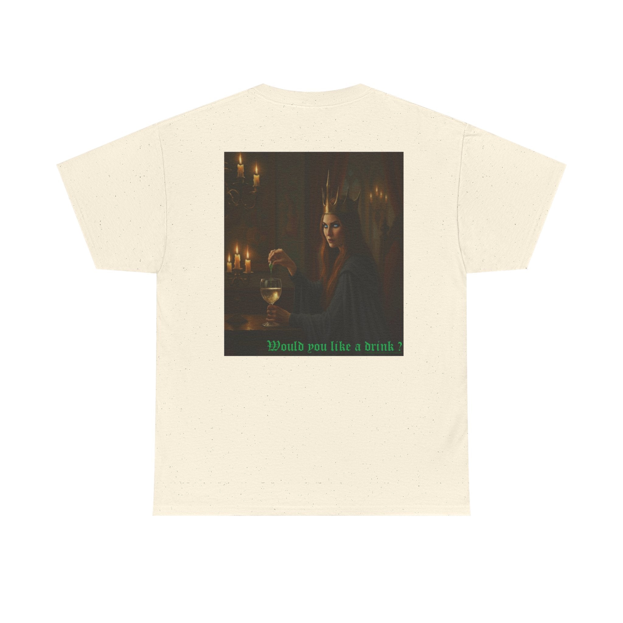 Cunning Black Queen Tee — "Would you like a drink?" Gothic Candlelit Shirt