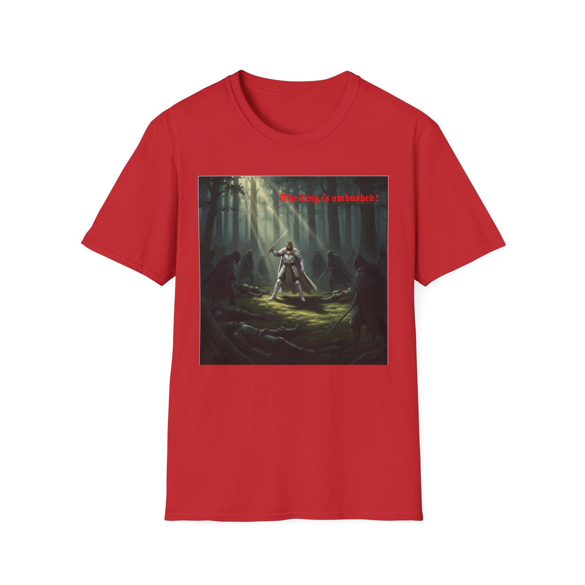 Fantasy Warrior Forest T-Shirt — "Our King is Ambushed!" Graphic Tee