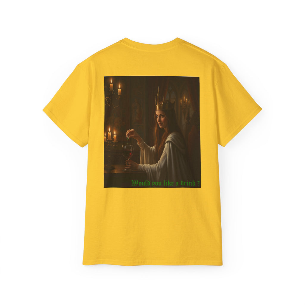 Cunning White Queen — "Would you like a drink?" Gothic Candlelit chess T shirt