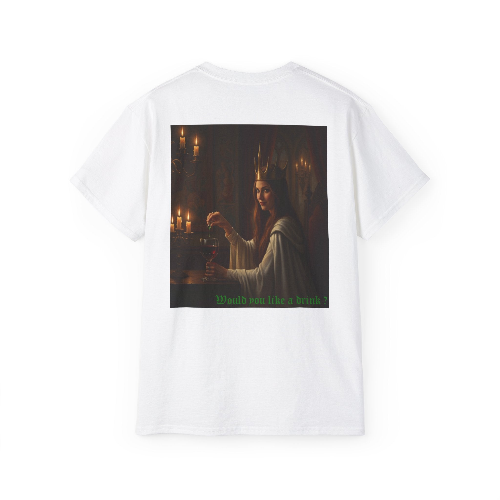 Cunning White Queen — "Would you like a drink?" Gothic Candlelit chess T shirt