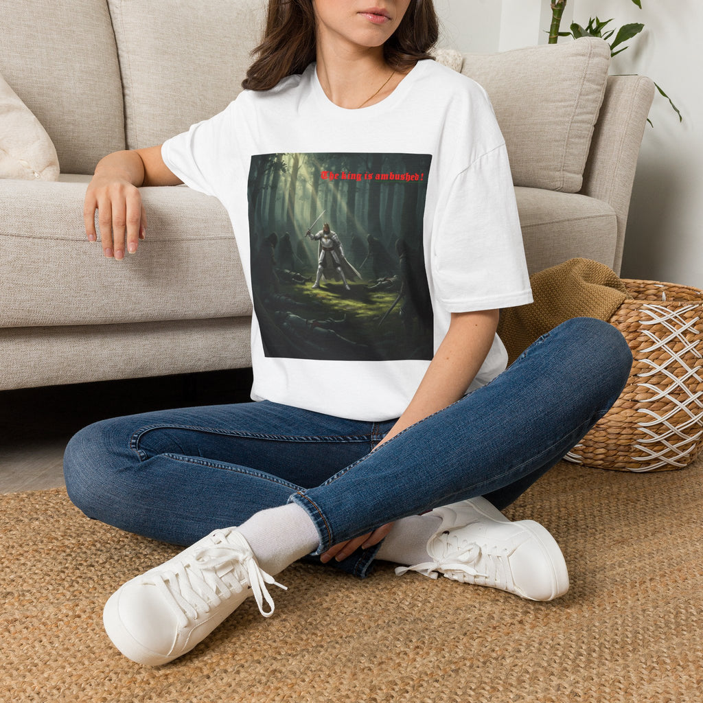 Fantasy Warrior Forest T-Shirt — "Our King is Ambushed!" Graphic Tee
