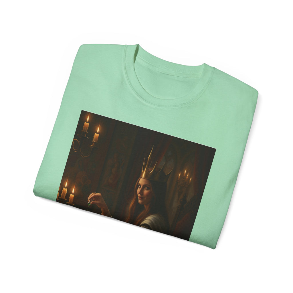 Cunning White Queen — "Would you like a drink?" Gothic Candlelit chess T shirt