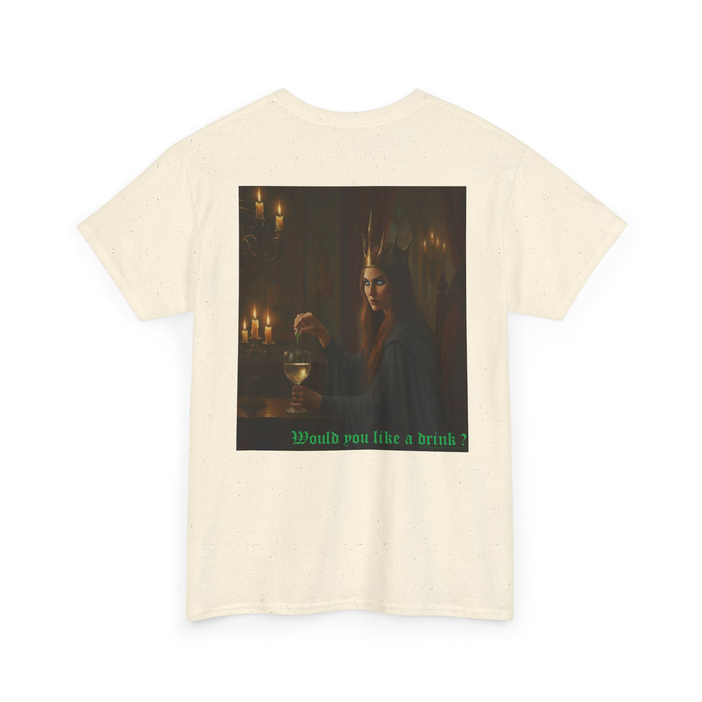 Cunning Black Queen Tee — "Would you like a drink?" Gothic Candlelit Shirt