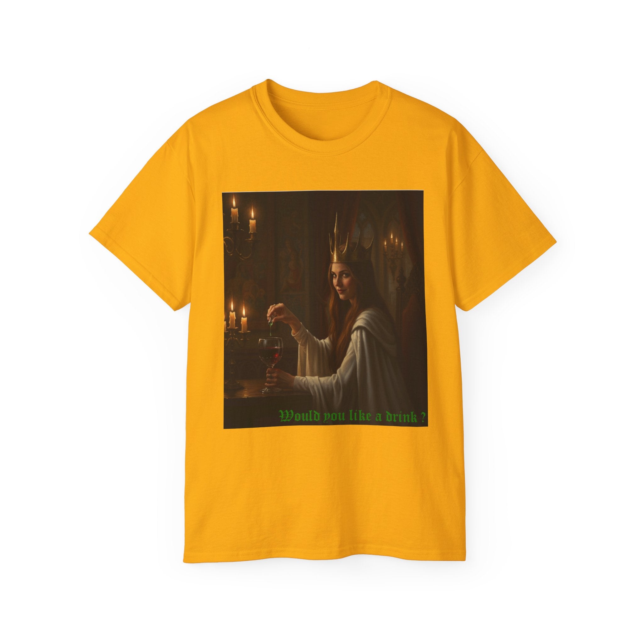 Cunning White Queen — "Would you like a drink?" Gothic Candlelit chess T shirt