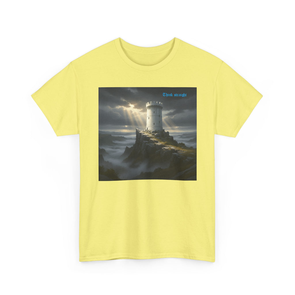 Beautiful Strong Tower Scenic T shirt — Atmospheric Fantasy Landscape
