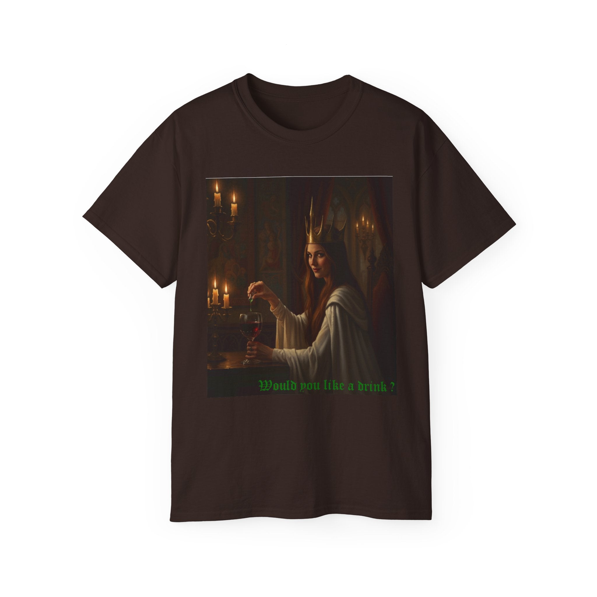 Cunning White Queen — "Would you like a drink?" Gothic Candlelit chess T shirt
