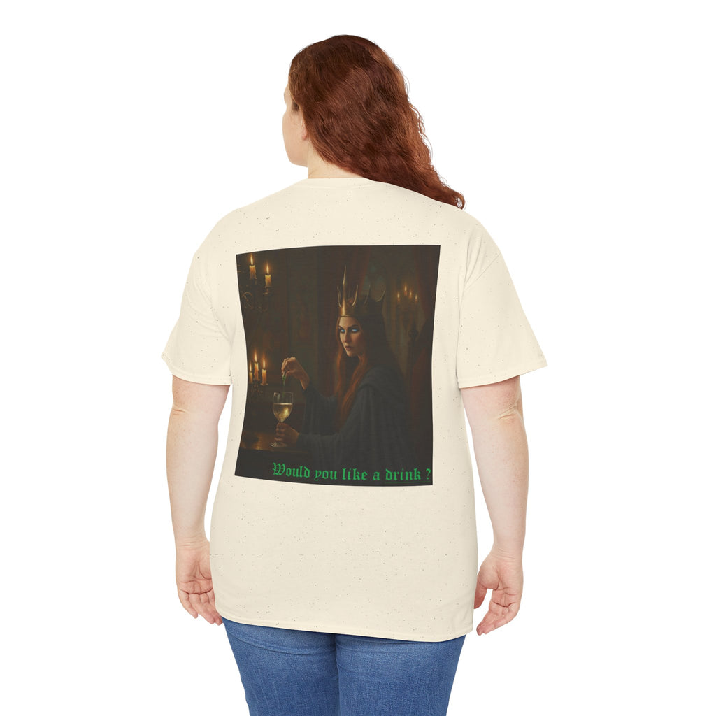 Cunning Black Queen Tee — "Would you like a drink?" Gothic Candlelit Shirt