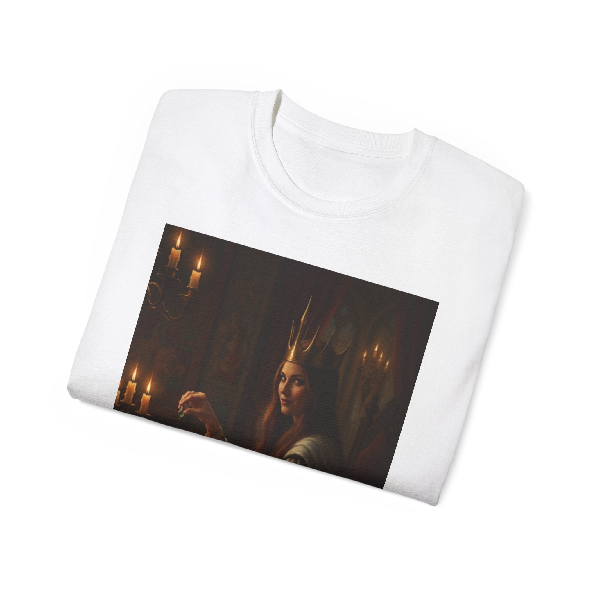 Cunning White Queen — "Would you like a drink?" Gothic Candlelit chess T shirt