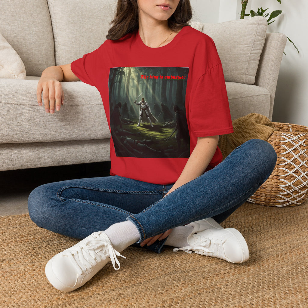 Fantasy Warrior Forest T-Shirt — "Our King is Ambushed!" Graphic Tee