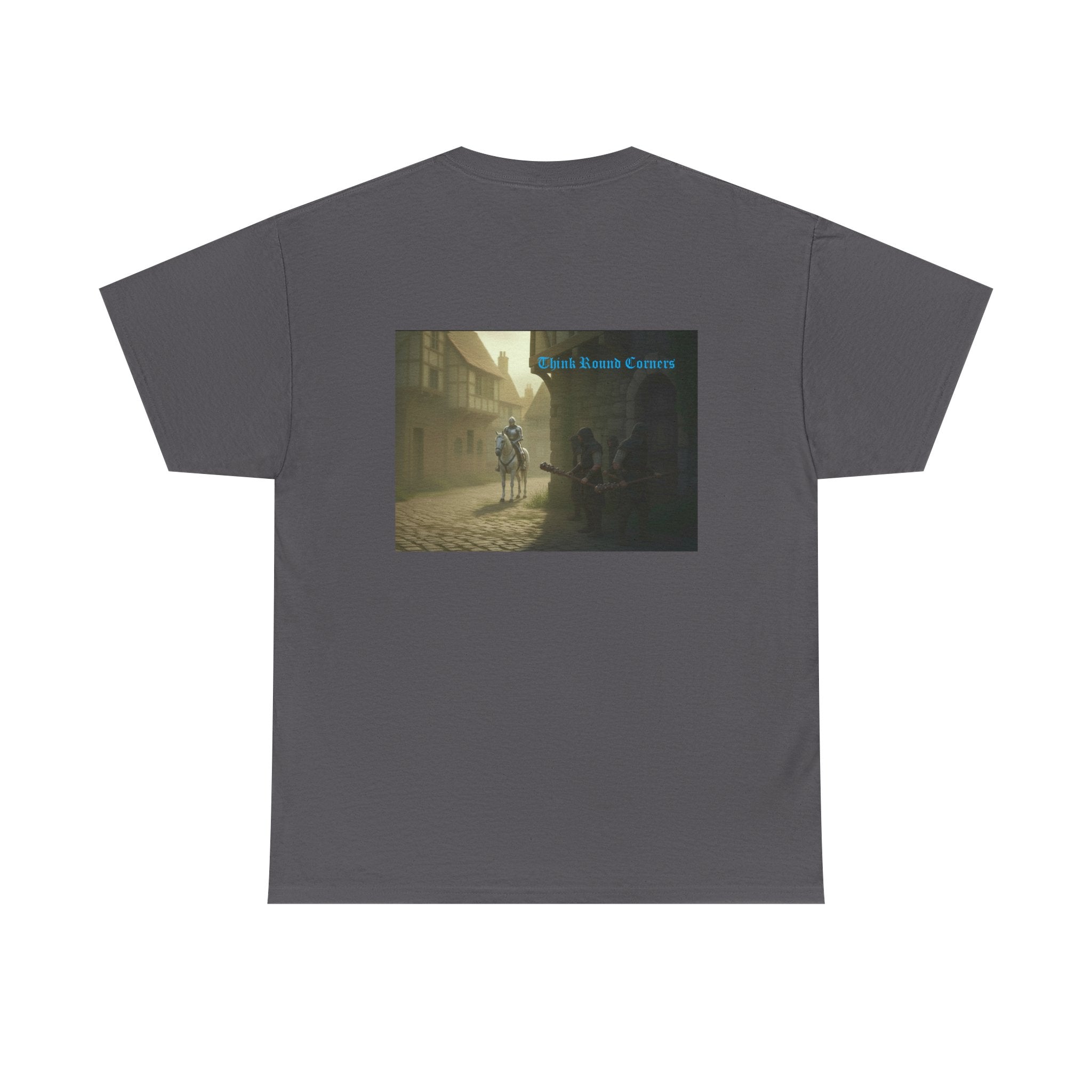 Medieval Knight Street Scene Tee — Vintage Chivalry Graphic T-Shirt