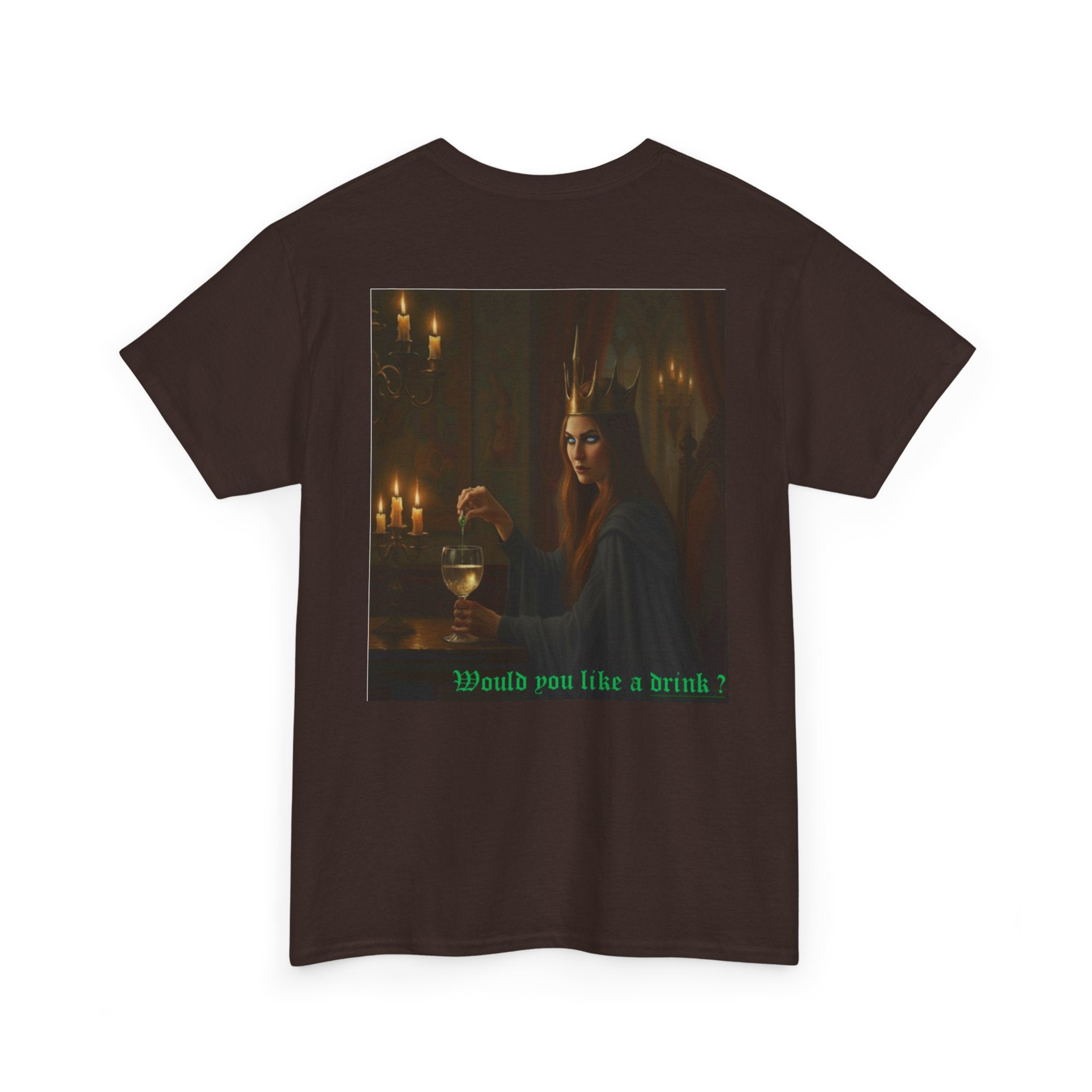 Cunning Black Queen Tee — "Would you like a drink?" Gothic Candlelit Shirt