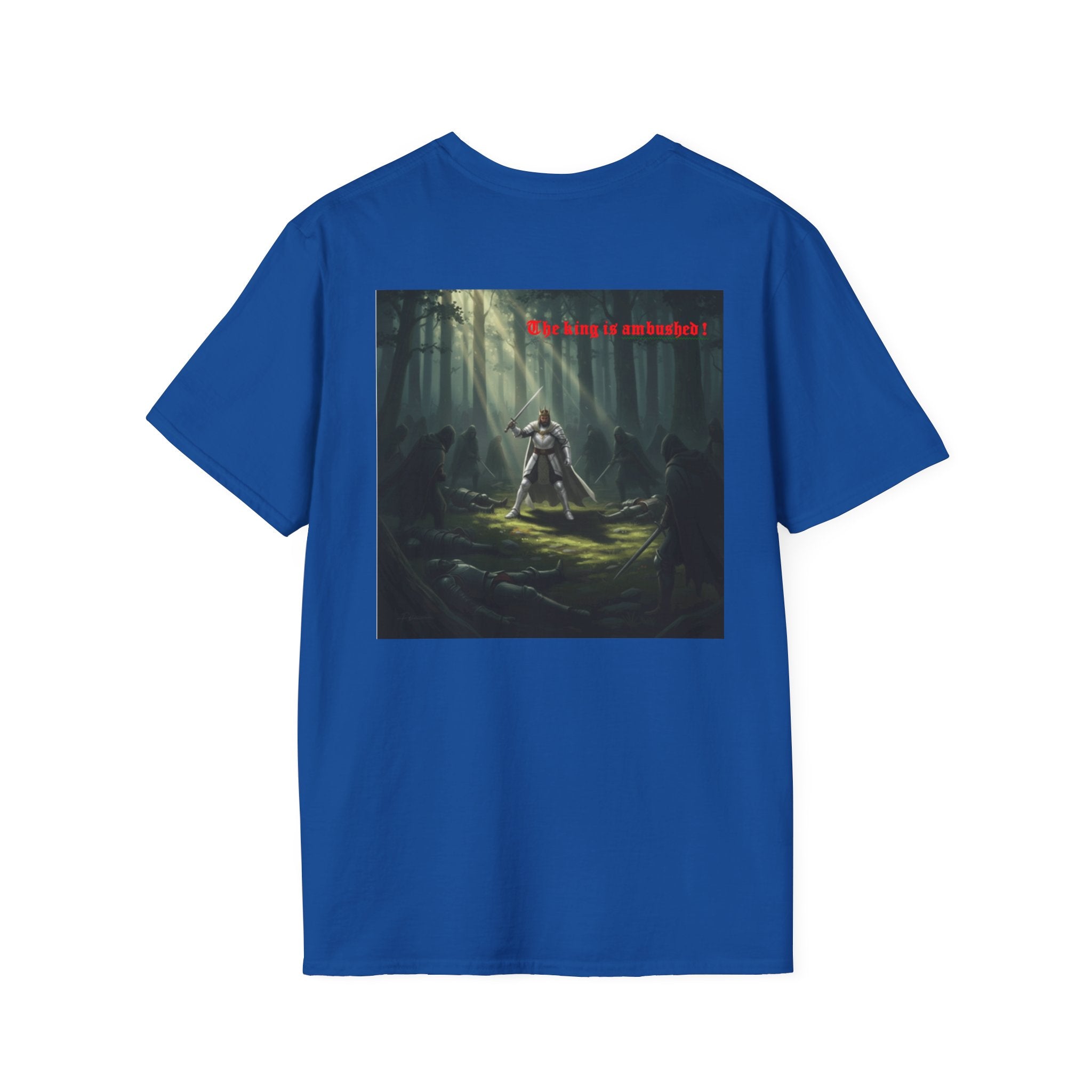 Fantasy Warrior Forest T-Shirt — "Our King is Ambushed!" Graphic Tee