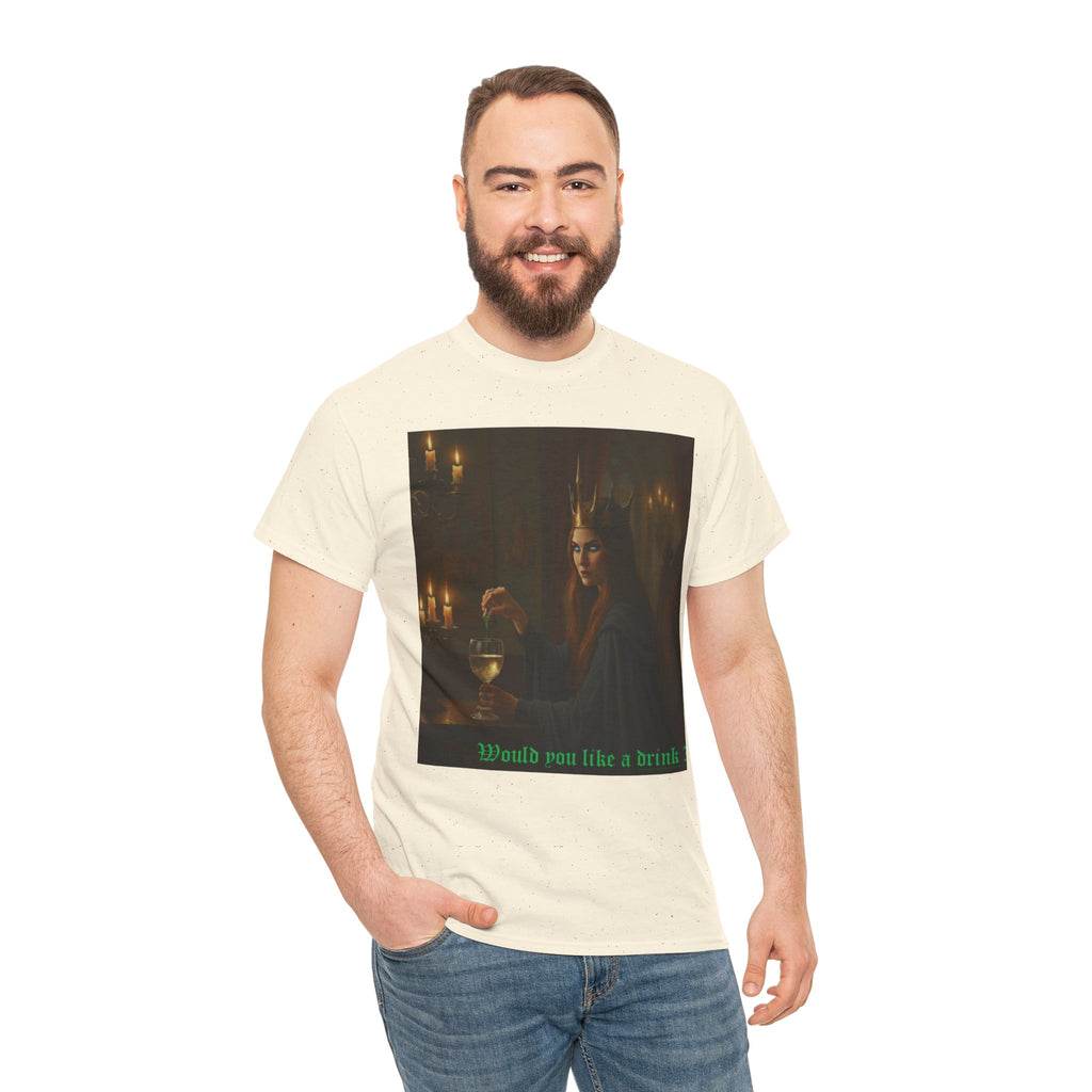 Cunning Black Queen Tee — "Would you like a drink?" Gothic Candlelit Shirt