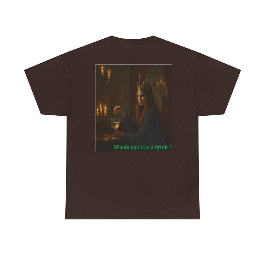 Cunning Black Queen Tee — "Would you like a drink?" Gothic Candlelit Shirt