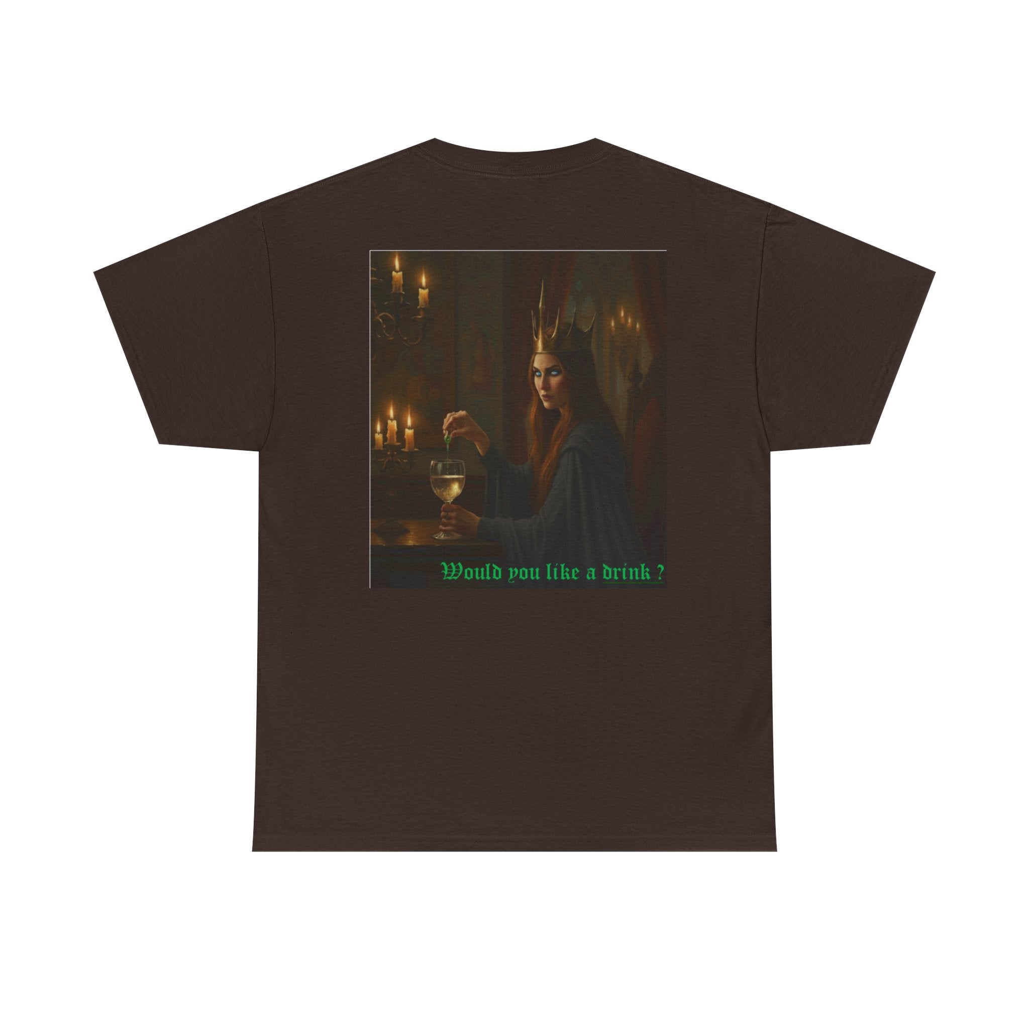 Cunning Black Queen Tee — "Would you like a drink?" Gothic Candlelit Shirt