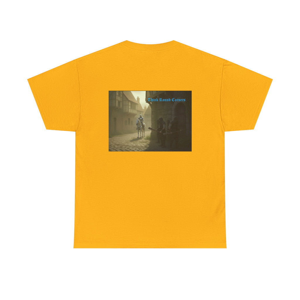 Medieval Knight Street Scene Tee — Vintage Chivalry Graphic T-Shirt
