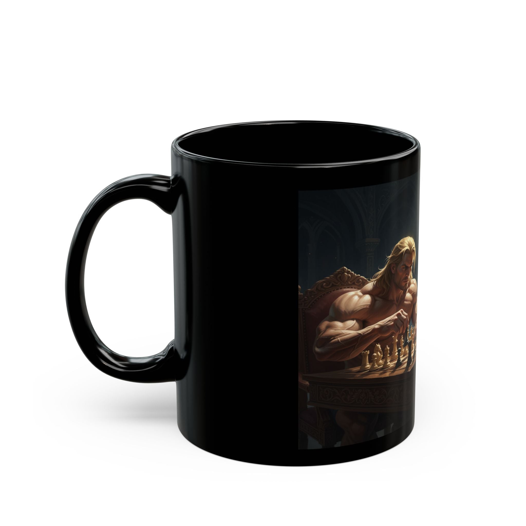 Chess Champion Black Mug — 'The Objective Is To Crush The Opponent's Mind' Fantasy Artwork