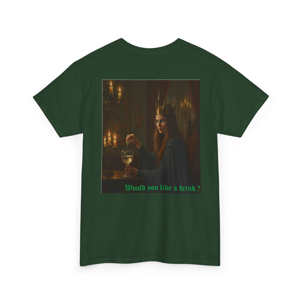 Cunning Black Queen Tee — "Would you like a drink?" Gothic Candlelit Shirt