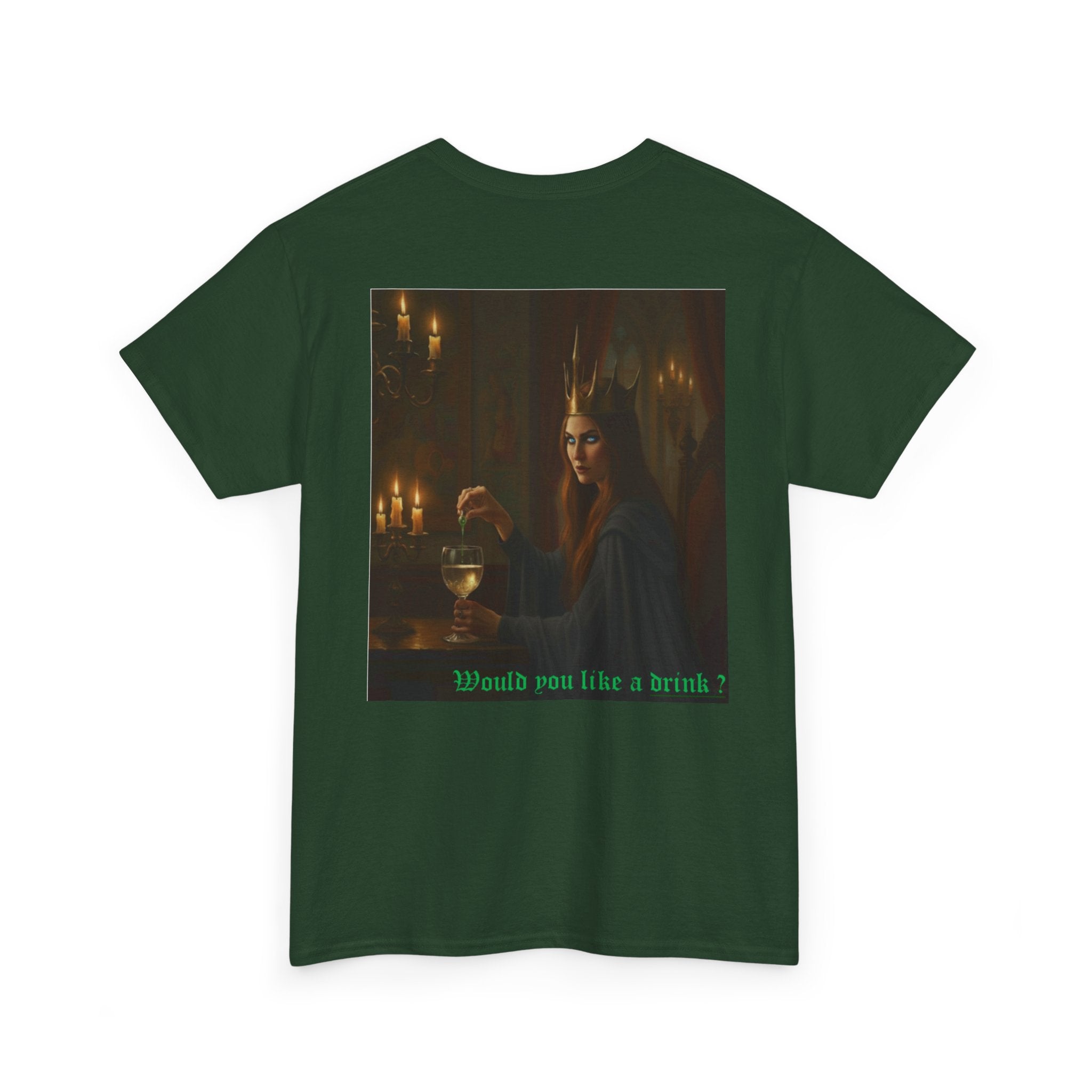 Cunning Black Queen Tee — "Would you like a drink?" Gothic Candlelit Shirt
