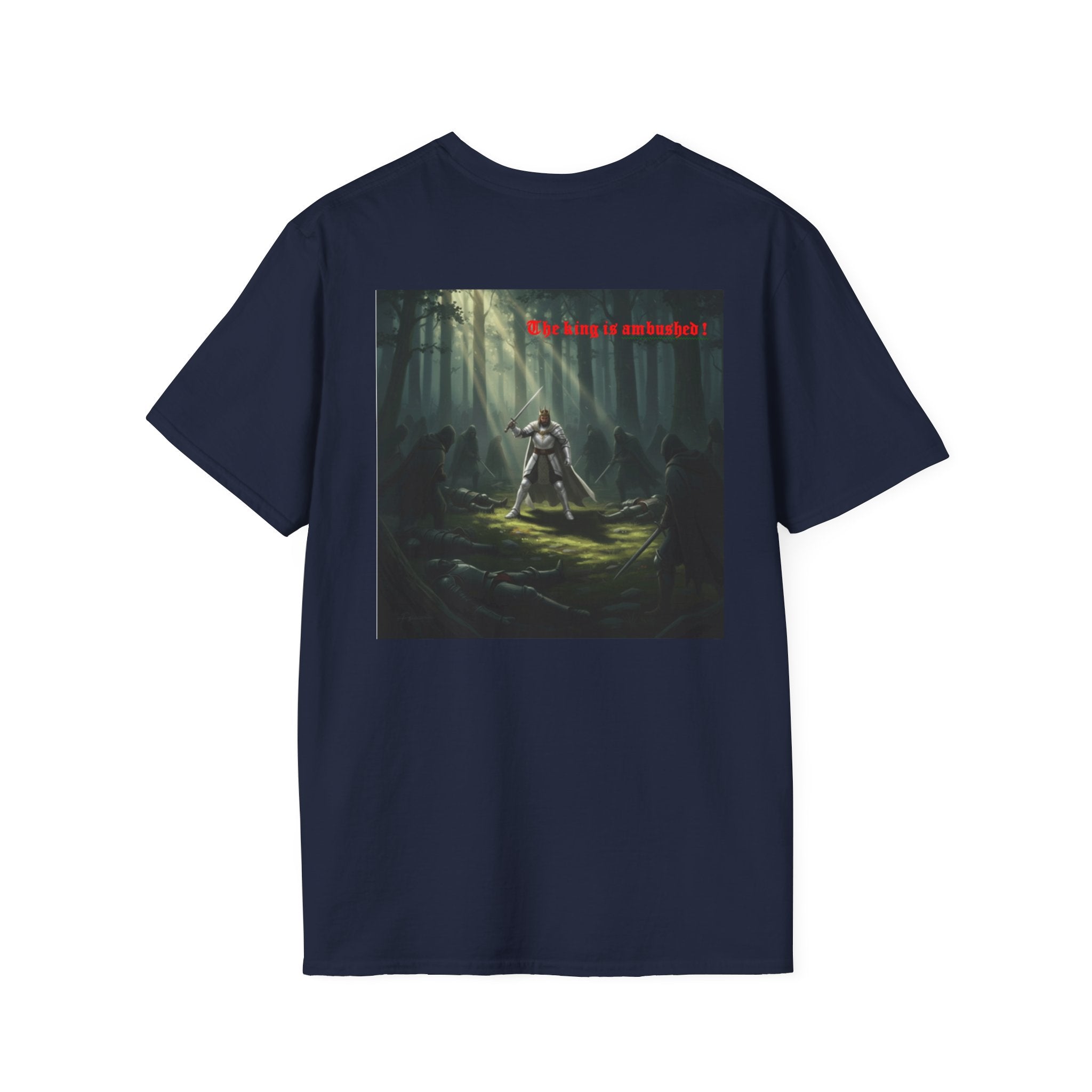 Fantasy Warrior Forest T-Shirt — "Our King is Ambushed!" Graphic Tee