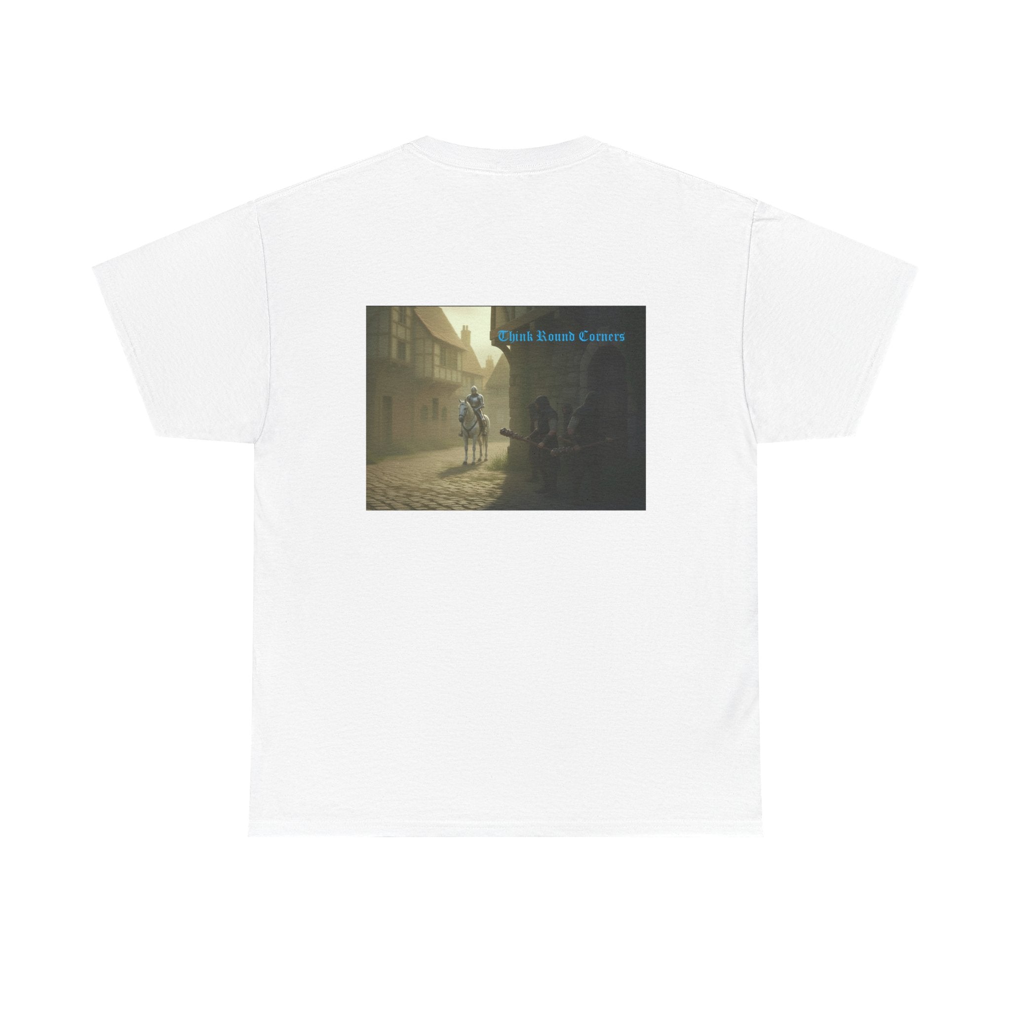 Medieval Knight Street Scene Tee — Vintage Chivalry Graphic T-Shirt