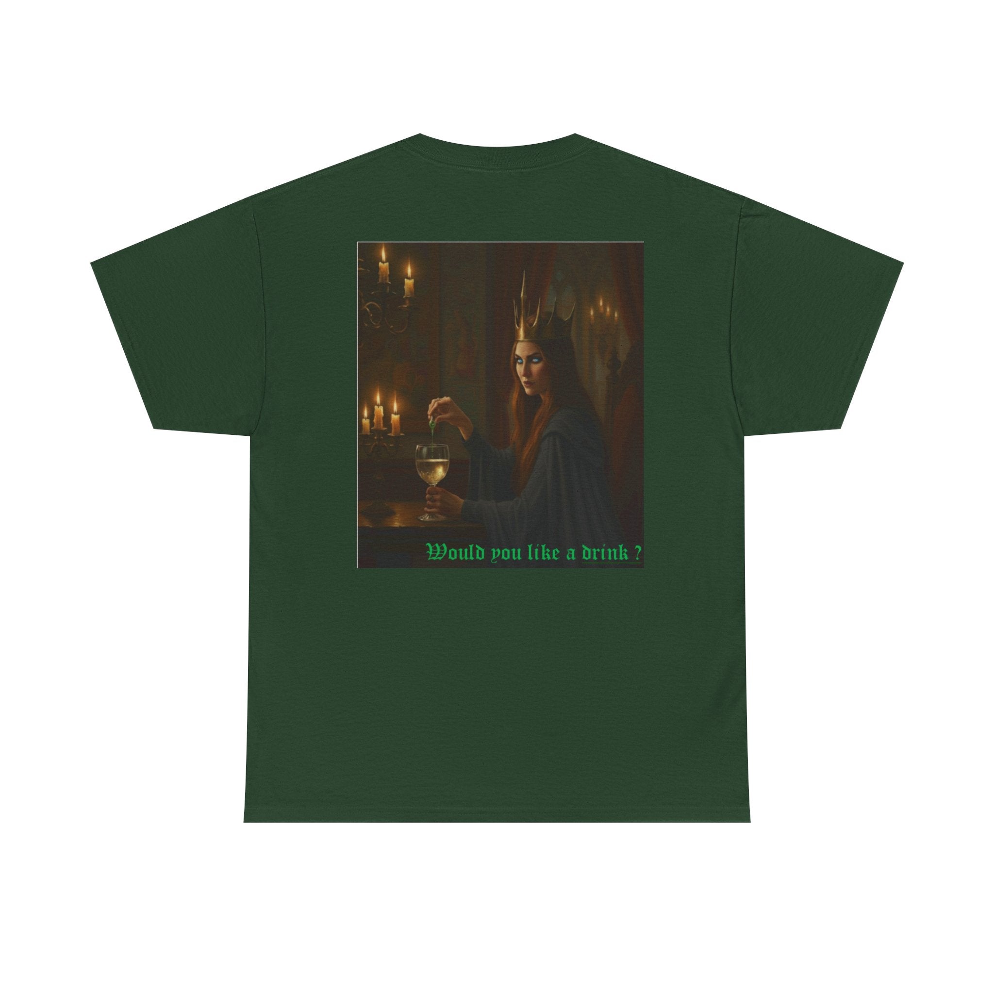 Cunning Black Queen Tee — "Would you like a drink?" Gothic Candlelit Shirt