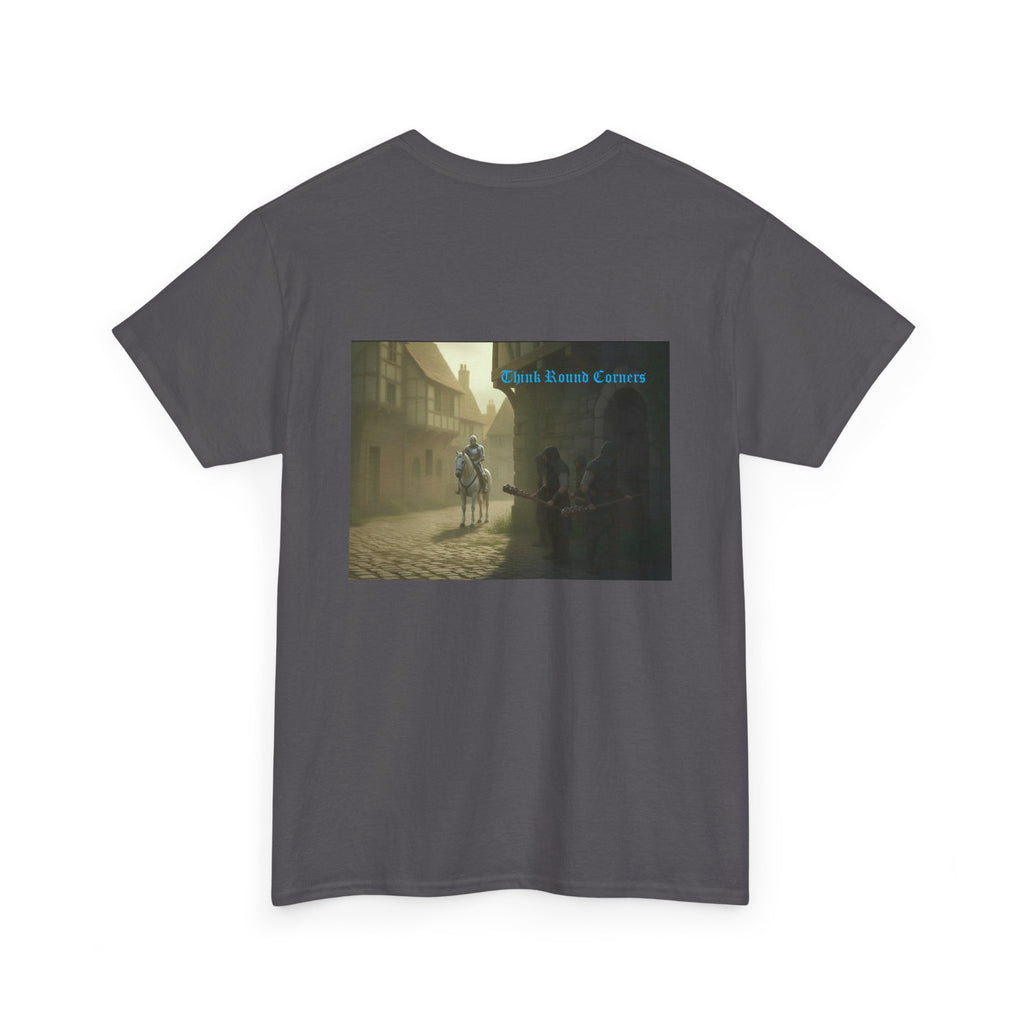 Medieval Knight Street Scene Tee — Vintage Chivalry Graphic T-Shirt