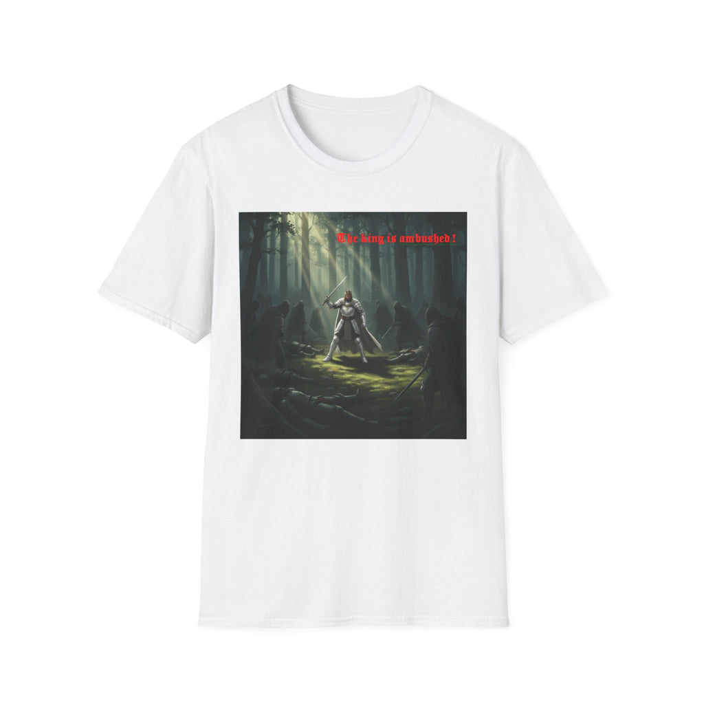 Fantasy Warrior Forest T-Shirt — "Our King is Ambushed!" Graphic Tee