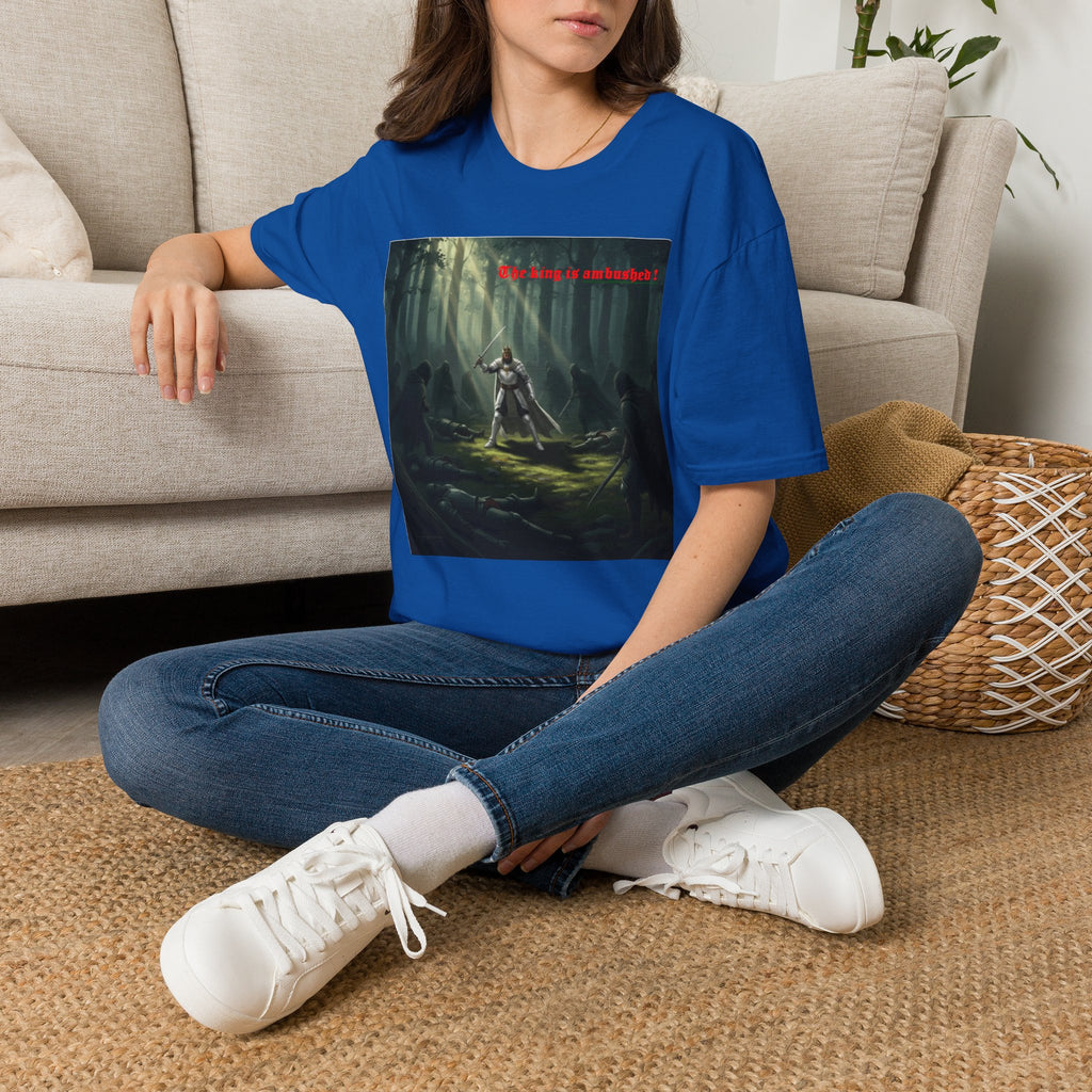 Fantasy Warrior Forest T-Shirt — "Our King is Ambushed!" Graphic Tee