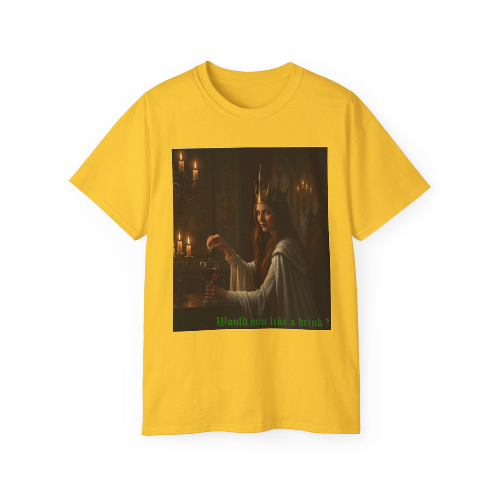 Cunning White Queen — "Would you like a drink?" Gothic Candlelit chess T shirt
