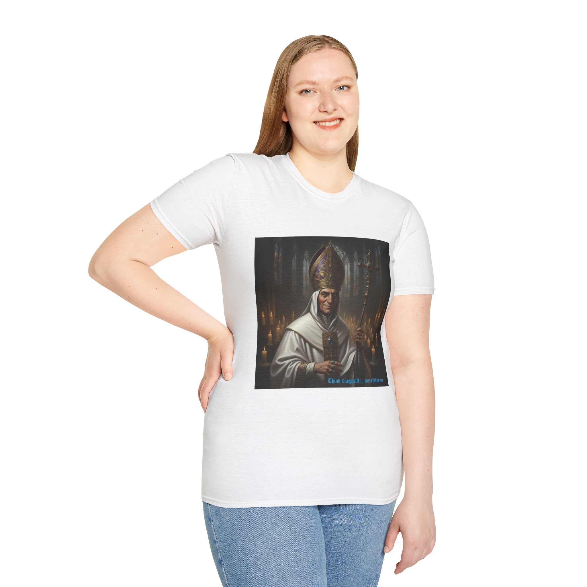 Chess joke T shirt with white bishop