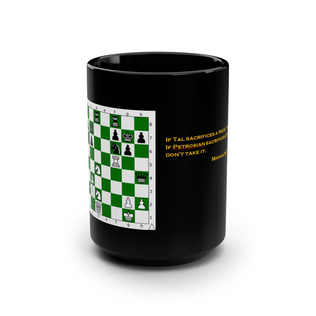 Chess Tactics 15oz Black Mug — Botvinnik Quote