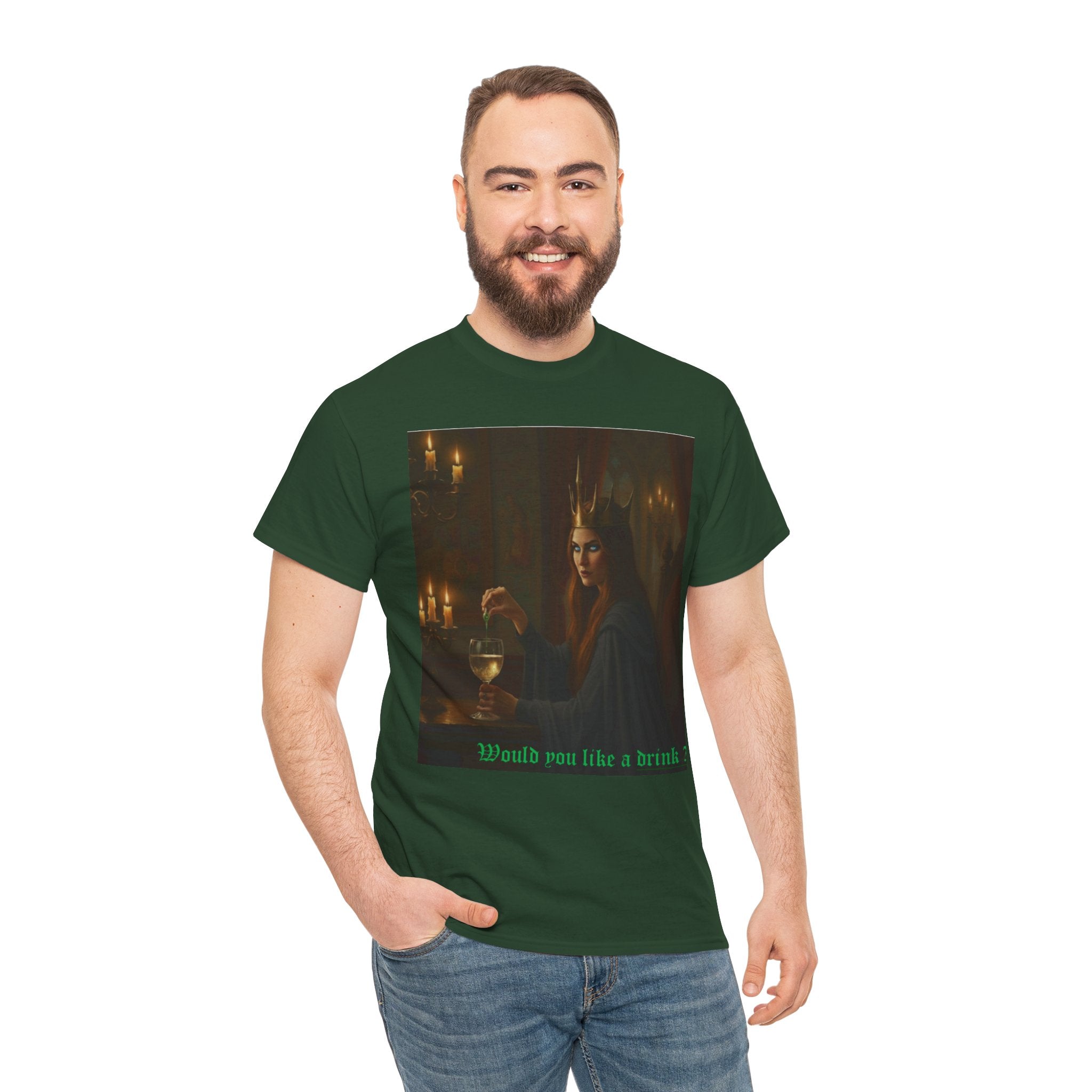 Cunning Black Queen Tee — "Would you like a drink?" Gothic Candlelit Shirt