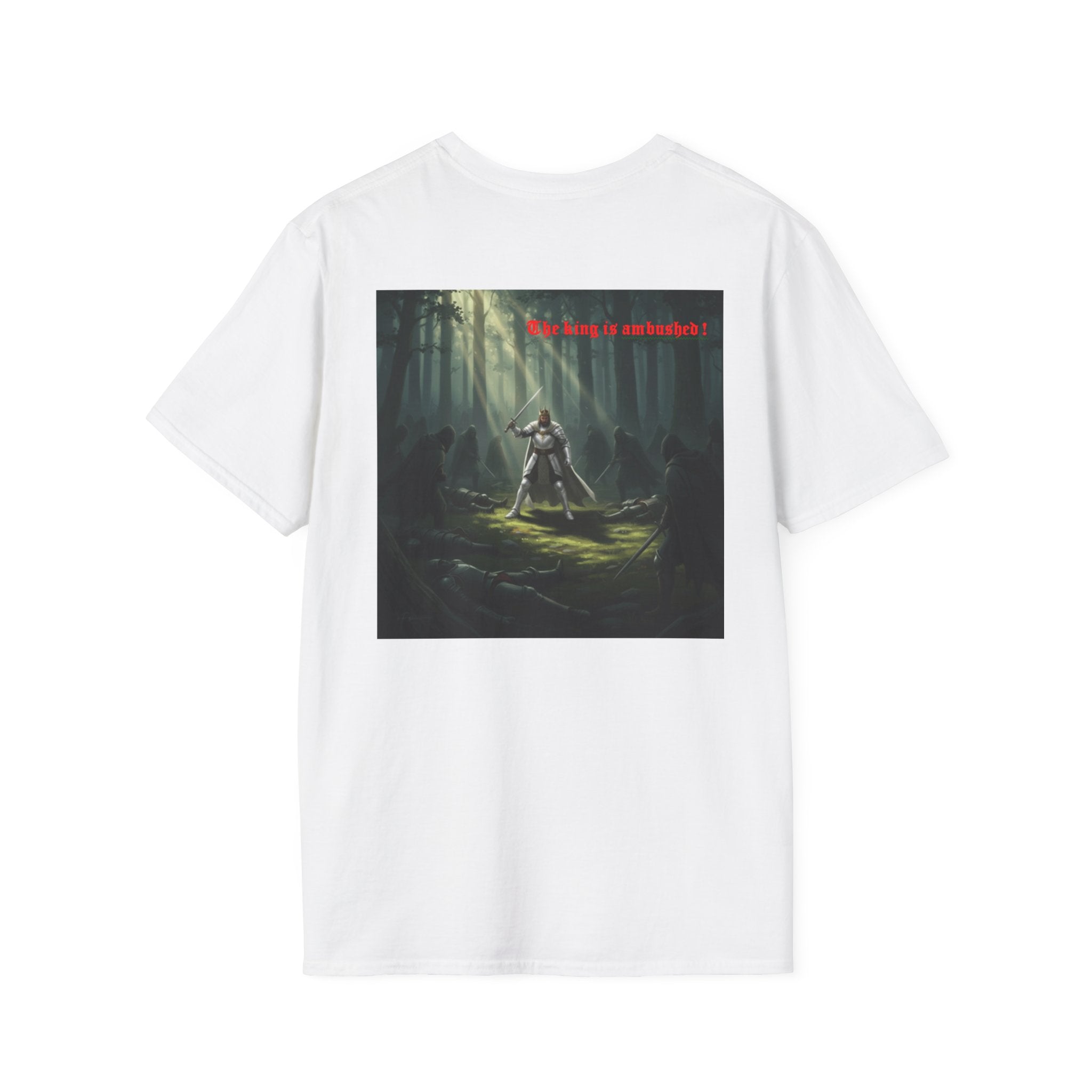 Fantasy Warrior Forest T-Shirt — "Our King is Ambushed!" Graphic Tee