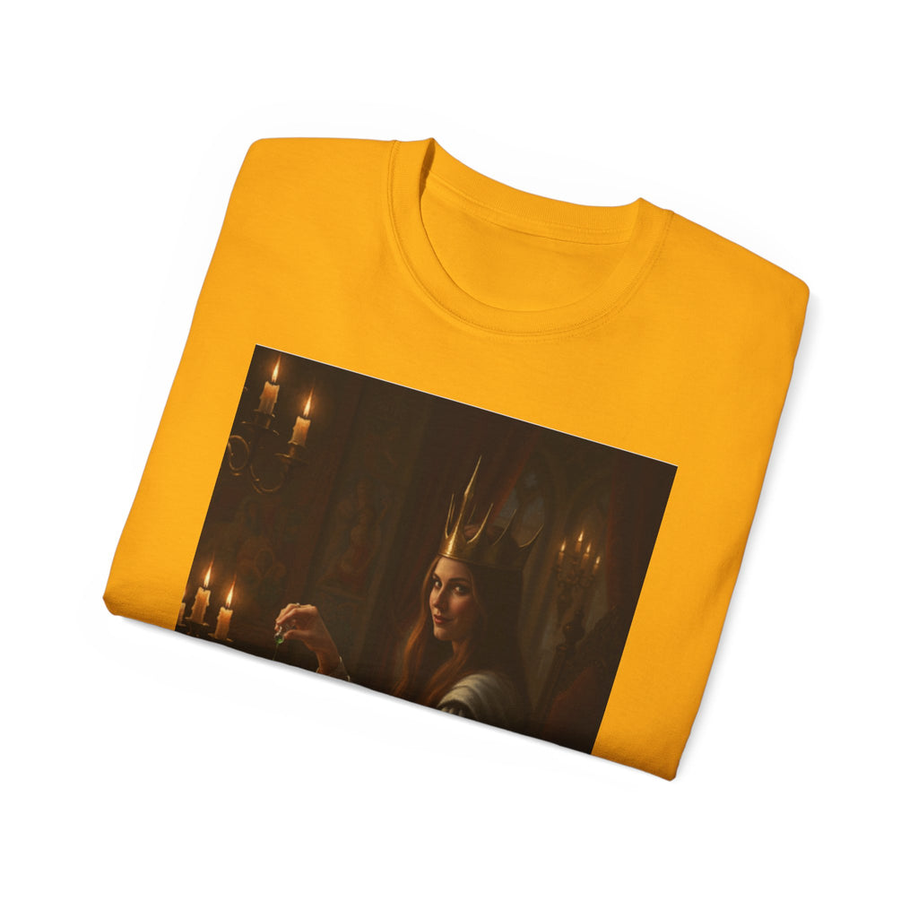Cunning White Queen — "Would you like a drink?" Gothic Candlelit chess T shirt