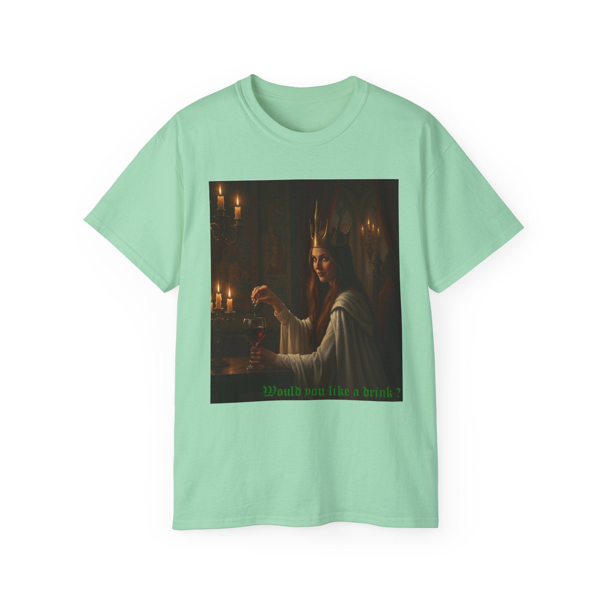 Cunning White Queen — "Would you like a drink?" Gothic Candlelit chess T shirt