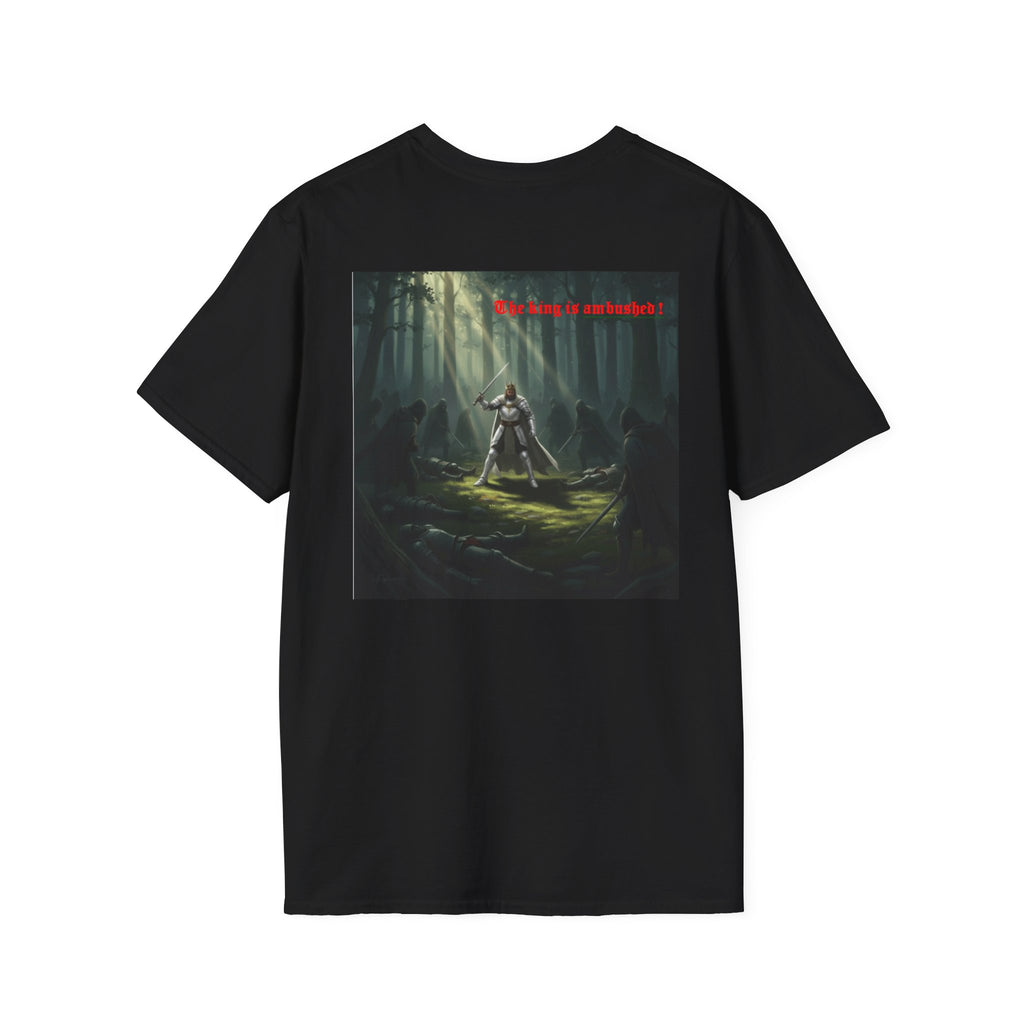 Fantasy Warrior Forest T-Shirt — "Our King is Ambushed!" Graphic Tee