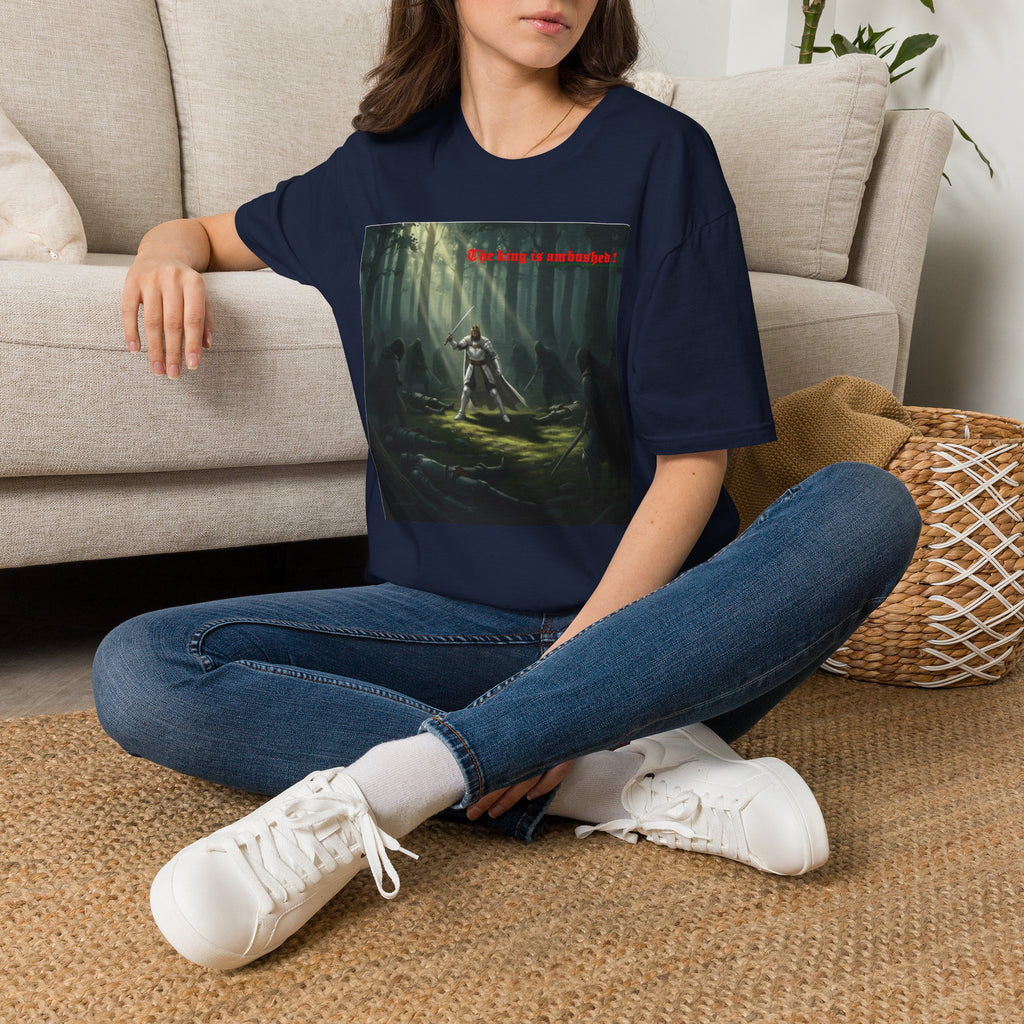Fantasy Warrior Forest T-Shirt — "Our King is Ambushed!" Graphic Tee