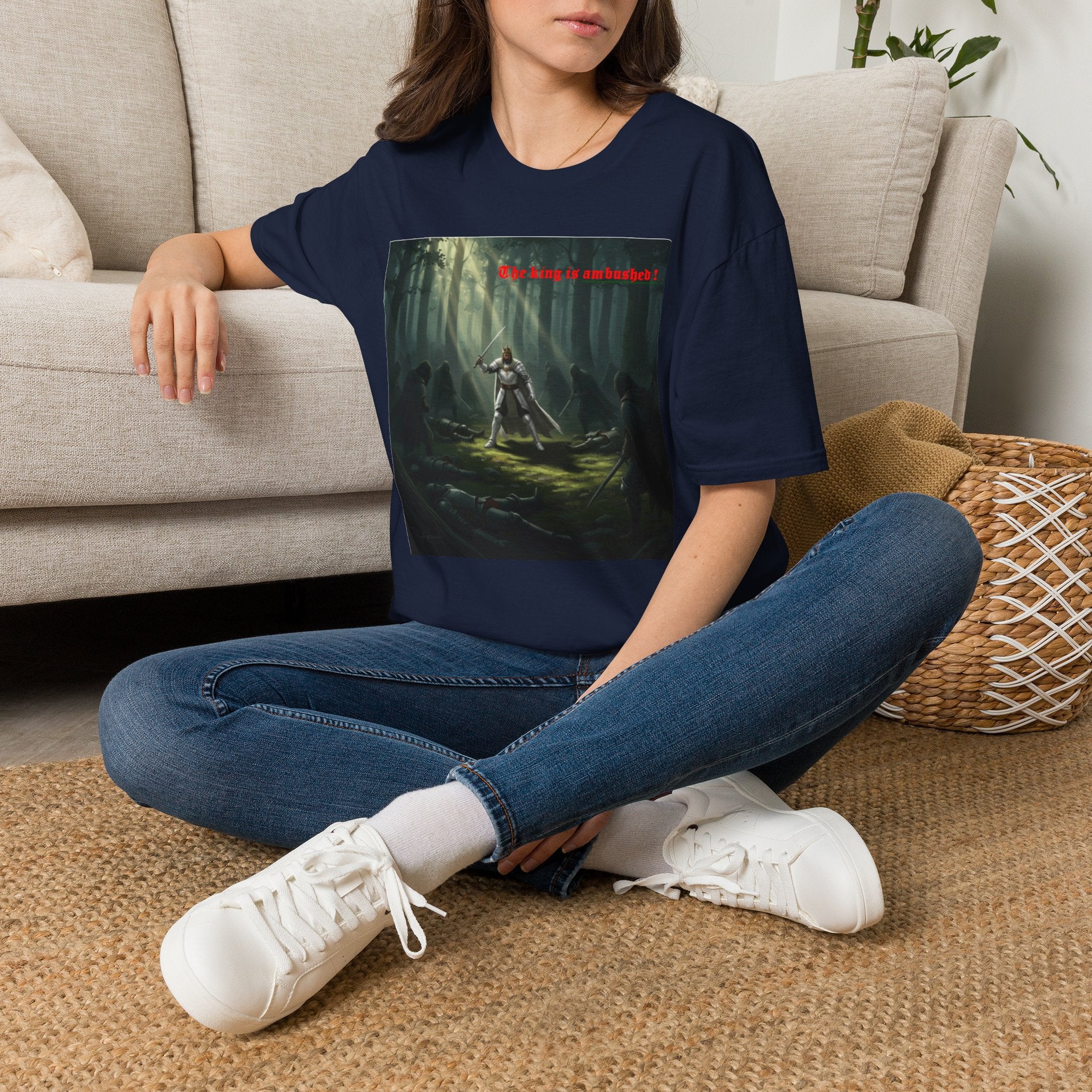 Fantasy Warrior Forest T-Shirt — "Our King is Ambushed!" Graphic Tee